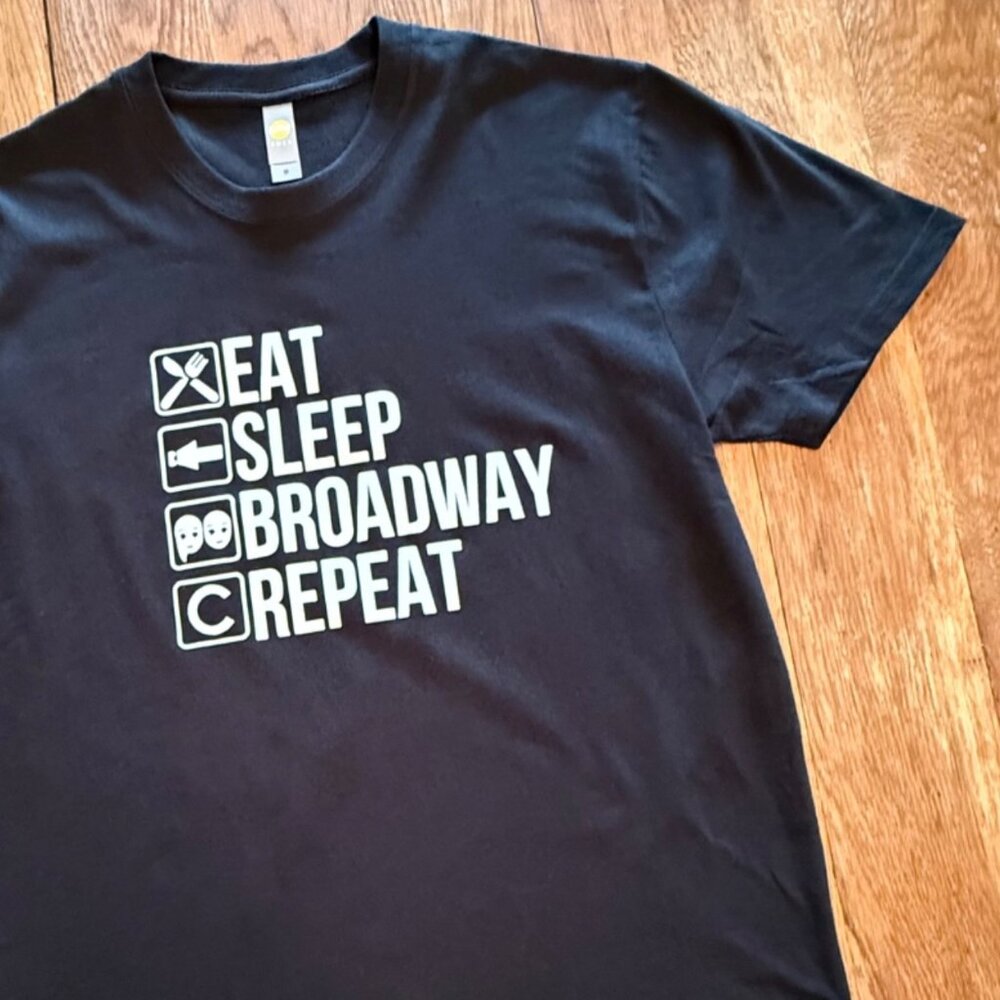 Eat Sleep Broadway Repeat T Shirt Size M Black Theater Graphic Tee - Picture 5 of 8